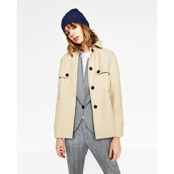 Zara Jackets & Blazers - NWT Zara S Water Repellent Short Trench Coat